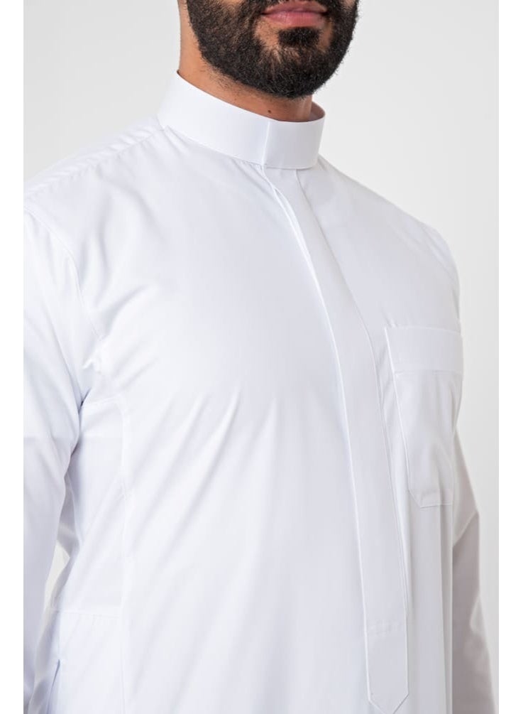Al Shyakah Classic robe, concealed zipper, men's, white - Image 1